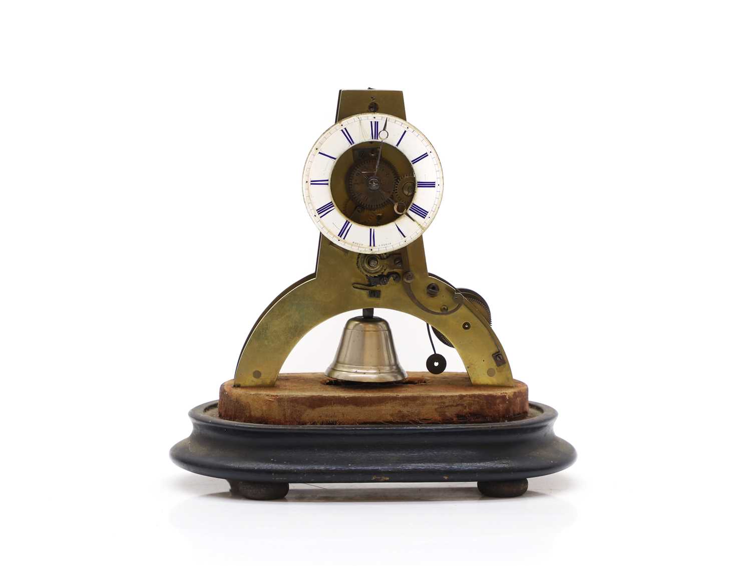 Lot 82 - A French mantel clock, with glass dome