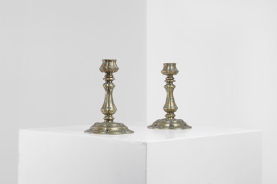 Lot 329 - A pair of small brass candlesticks