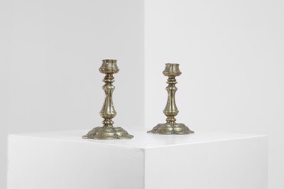 Lot 329 - A pair of small brass candlesticks
