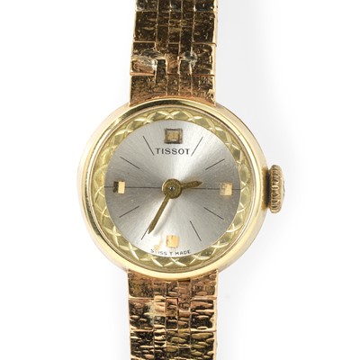 Lot 365 - A 14ct gold Tissot mechanical bracelet watch
