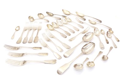 Lot 11 - A collection of matching silver fiddle pattern cutlery