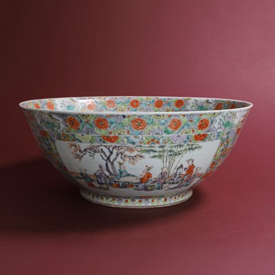 Lot 69 - A Chinese Canton enamelled famille rose punchbowl