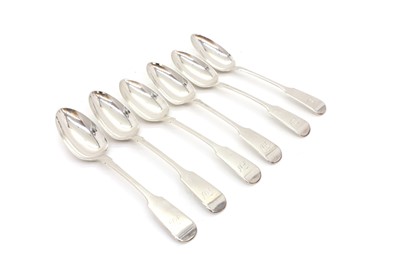 Lot 10 - Six Victorian silver fiddle pattern tablespoons