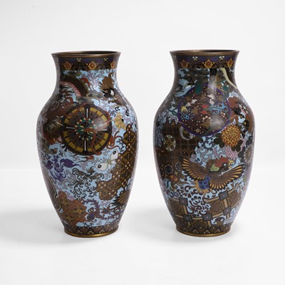 Lot 268 - A pair of Japanese cloisonné vases