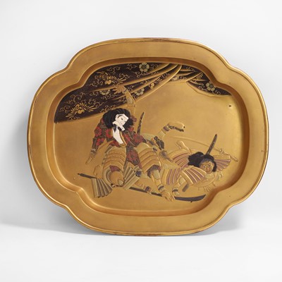 Lot 395 - A Japanese gold lacquer tray