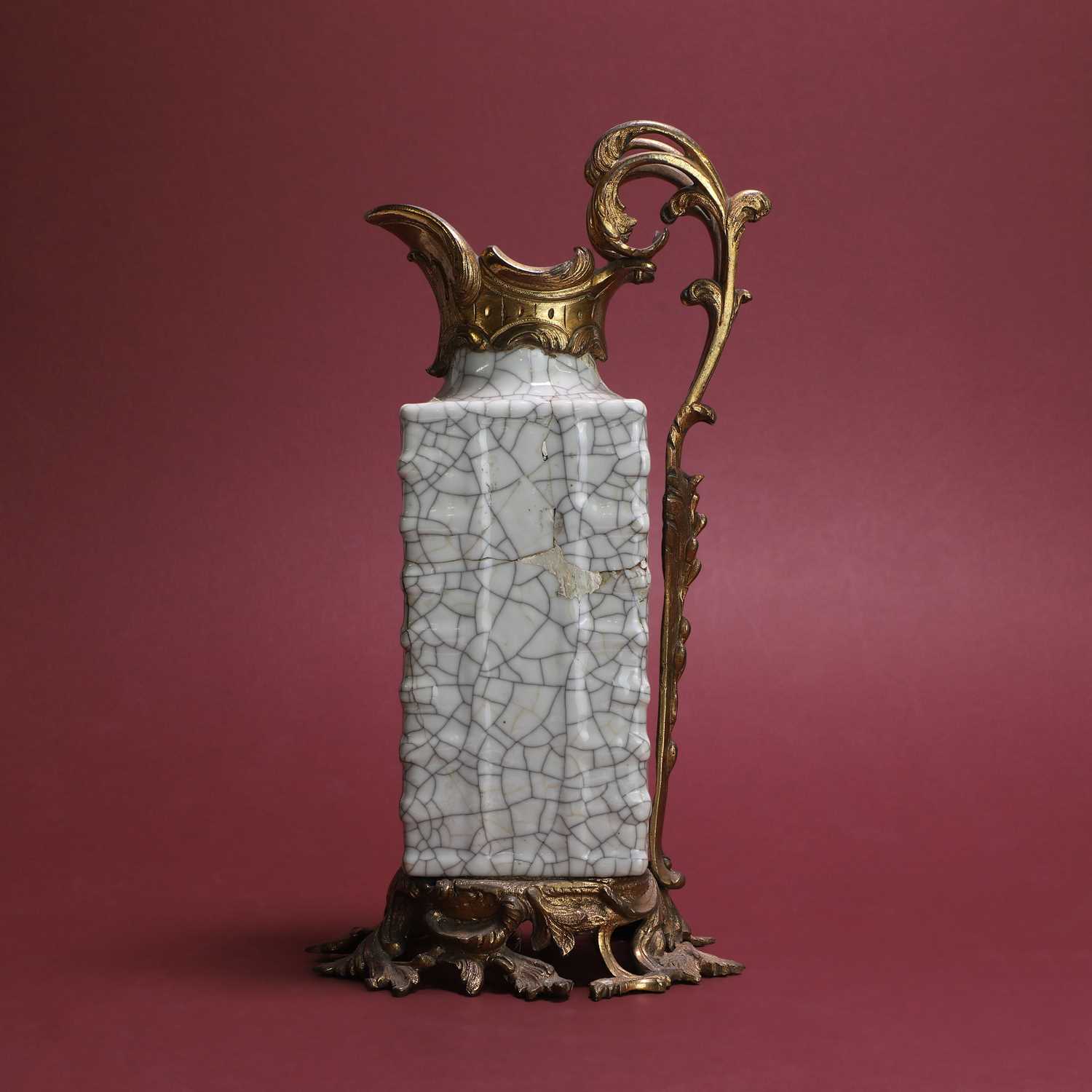 Lot 60 - A Chinese ge-type glazed cong vase