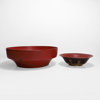 Lot 302 - Two Japanese red lacquer bowls