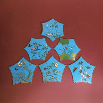 Lot 83 - Six Japanese cloisonné panels