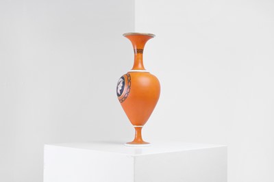 Lot 313 - A neoclassical enamelled opaline glass vase