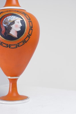 Lot 313 - A neoclassical enamelled opaline glass vase
