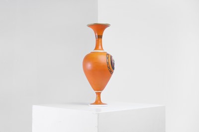 Lot 313 - A neoclassical enamelled opaline glass vase
