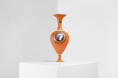Lot 313 - A neoclassical enamelled opaline glass vase