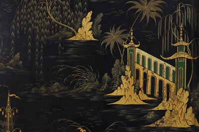Lot 368 - A Victorian parcel-gilt and black-lacquered papier mâché tray by Jennens & Bettridge