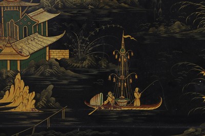 Lot 368 - A Victorian parcel-gilt and black-lacquered papier mâché tray by Jennens & Bettridge