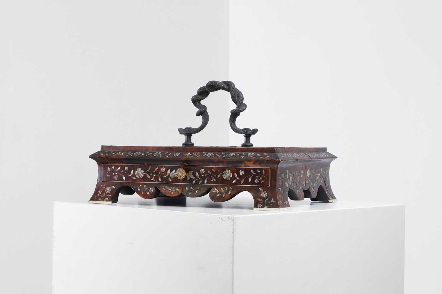 Lot 373 - A rosewood, tortoiseshell, mother-of-pearl and ivory desk stand