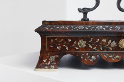 Lot 373 - A rosewood, tortoiseshell, mother-of-pearl and ivory desk stand