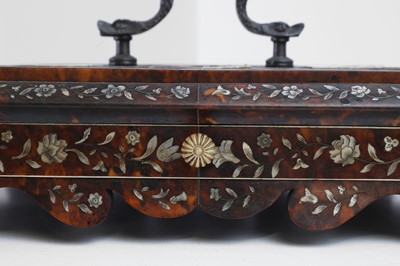 Lot 373 - A rosewood, tortoiseshell, mother-of-pearl and ivory desk stand