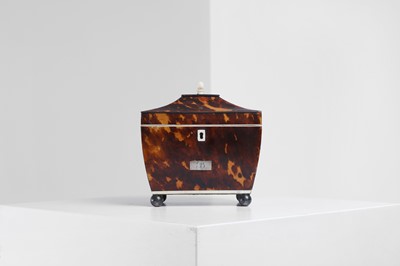 Lot 306 - A Regency tortoiseshell and ivory tea caddy