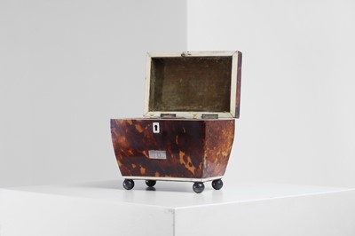 Lot 306 - A Regency tortoiseshell and ivory tea caddy