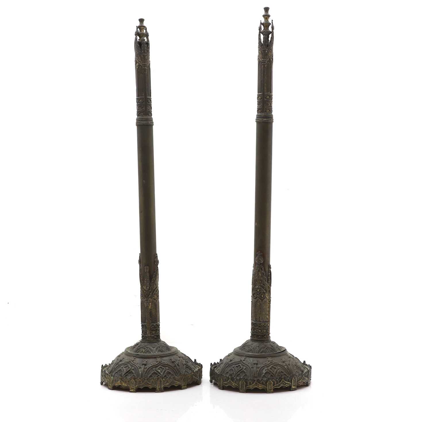 Lot 135 - A pair of Victorian Gothic Revival gilt brass telescopic fan holders