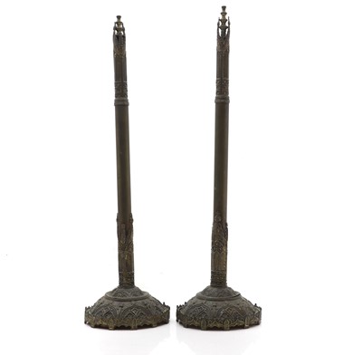 Lot 135 - A pair of Victorian Gothic Revival gilt brass telescopic fan holders