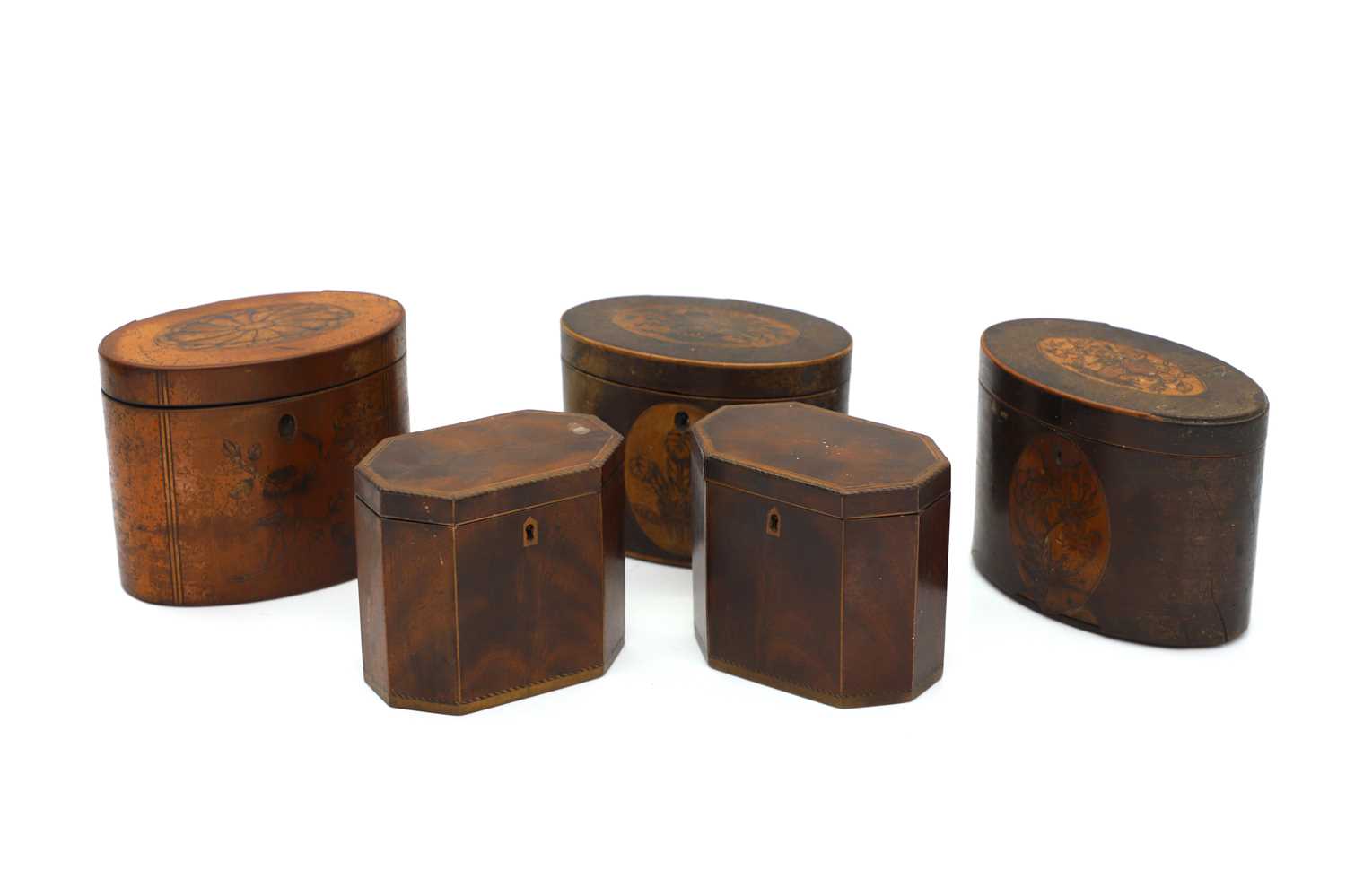 Lot 126 - A group of five George III tea caddies