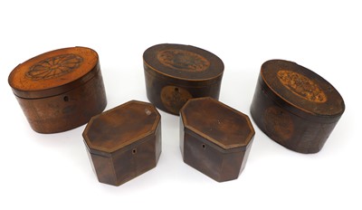 Lot 126 - A group of five George III tea caddies