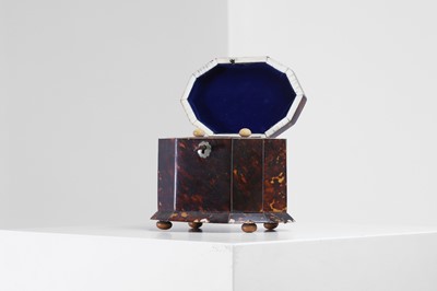 Lot 389 - A George III tortoiseshell and ivory tea caddy