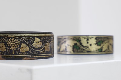 Lot 366 - Two pairs of Regency papier mâché coasters