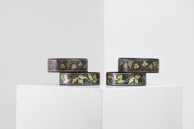 Lot 366 - Two pairs of Regency papier mâché coasters