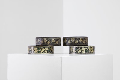 Lot 366 - Two pairs of Regency papier mâché coasters