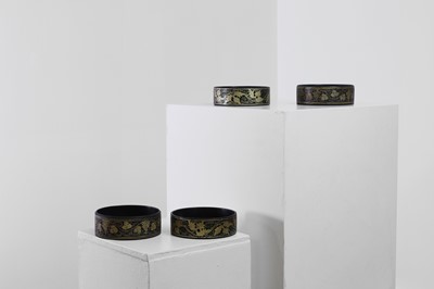 Lot 366 - Two pairs of Regency papier mâché coasters