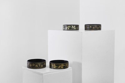 Lot 366 - Two pairs of Regency papier mâché coasters