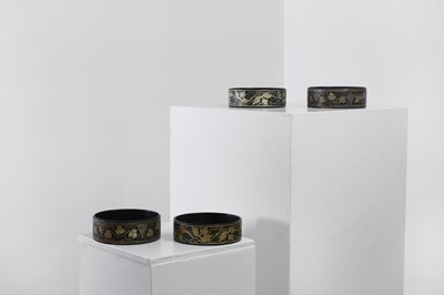 Lot 366 - Two pairs of Regency papier mâché coasters