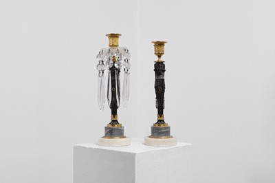 Lot 334 - A pair of Regency Egyptian Revival candelabra