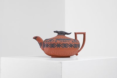 Lot 324 - A redware 'Battle of the Nile' teapot by Wedgwood