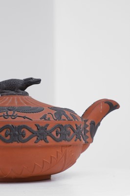 Lot 324 - A redware 'Battle of the Nile' teapot by Wedgwood