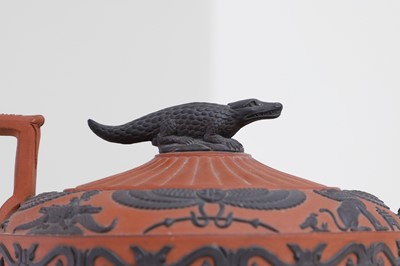 Lot 324 - A redware 'Battle of the Nile' teapot by Wedgwood