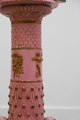 Lot 69 - A pink glazed stoneware pedestal by Copeland, late Spode
