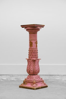 Lot 69 - A pink glazed stoneware pedestal by Copeland, late Spode