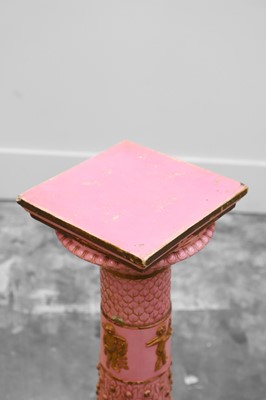 Lot 69 - A pink glazed stoneware pedestal by Copeland, late Spode