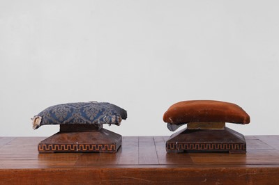 Lot 413 - A pair of Victorian walnut and inlaid footstools