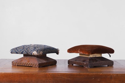 Lot 413 - A pair of Victorian walnut and inlaid footstools