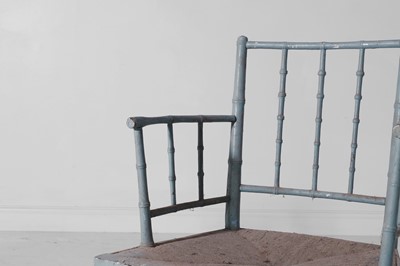 Lot 364 - A pair of Regency, painted wooden, faux bamboo elbow chairs