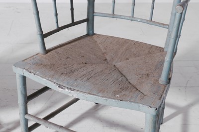 Lot 364 - A pair of Regency, painted wooden, faux bamboo elbow chairs