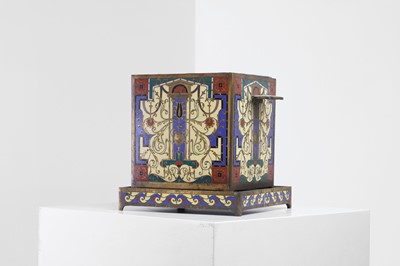 Lot 317 - A gilt-bronze and champlevé enamel jardinière on stand by Ferdinand Barbedienne