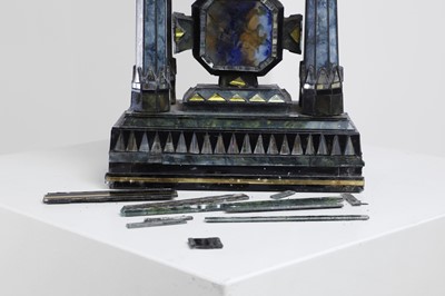 Lot 410 - A glass and reverse-painted glass model altarpiece