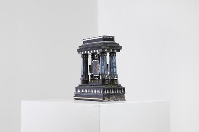 Lot 410 - A glass and reverse-painted glass model altarpiece