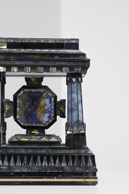 Lot 410 - A glass and reverse-painted glass model altarpiece