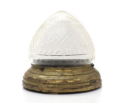 Lot 80 - A gilt metal and cut glass plaffonier